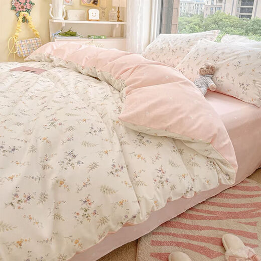 Mirror Moon Picture Internet celebrity washed cotton bedding spring and autumn student single dormitory sheets three-piece quilt cover men's summer Mia-blue 1.5 meters four-piece quilt cover 1.5x2 meters