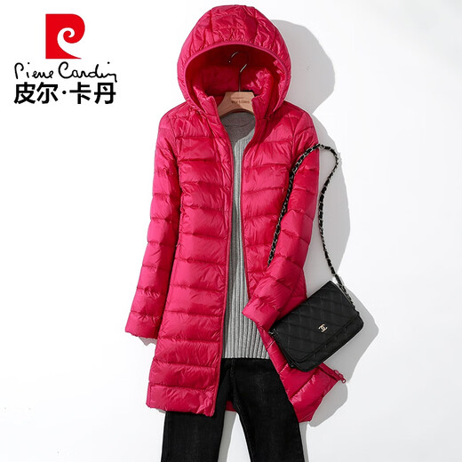 Pierre Cardin Lightweight Down Jacket Women's Mid-Length Coat 2026 Autumn and Winter New Korean Style Slim Lightweight Loose Winter Jacket Khaki 2XL 125-135Jin Jin is equal to 0.5 kg