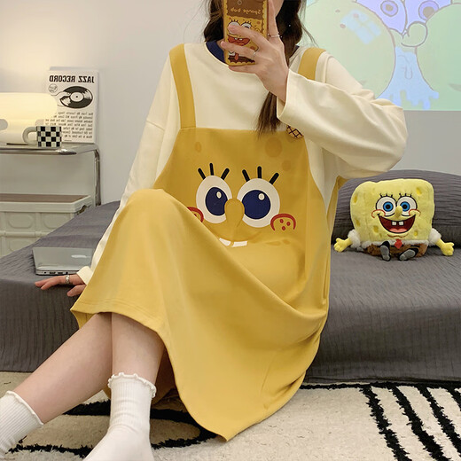 Palando 24 Herbst neues Produkt Spring- und Herbst-Langarm-Nachthemd für Frauen Herbst-Pyjamas Sommer-Heimkleidung Großgröße Student Kleid 08M16863 m