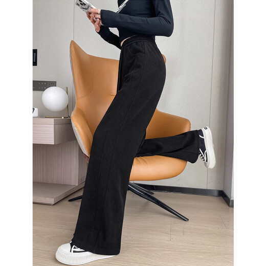 
Red Dragonfly narrow version wide-leg pants for women 2025 spring and autumn new casual trousers for women plus velvet spring sports straight pants 689# black extension-regular S