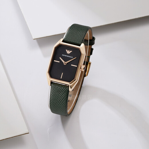 安普里奥·阿玛尼（Emporio Armani）手表女士小方表石英女表时尚镶钻腕表情人节生日礼物送女友 复古小绿表AR11149