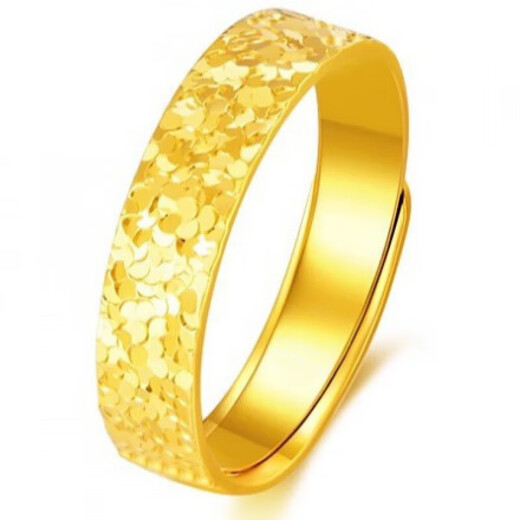 Tris 999 pure gold ring for women, simulated gold crushed ice couple ring, open ring, birthday gift for women, gift for boyfriend - men's ring (live silver gold-plated)