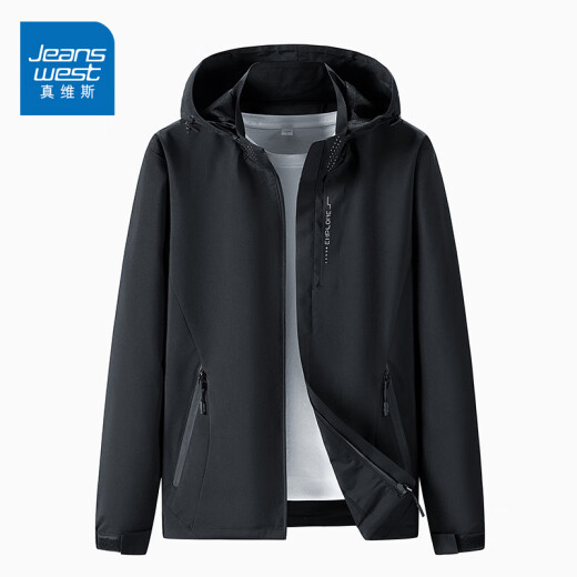 Jeanswest hooded jacket men's spring and autumn simple casual jacket men's loose versatile jacket charge top men's and women's clothing 6628 purple [women's style] XL