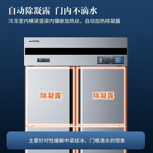 澳柯玛（AUCMA）商用冰柜 大容量立式酒店冷藏冷冻厨房冰箱 四门六门无霜风冷不锈钢厨房餐饮后厨冷柜 风冷款丨1390L丨冷冻VF-1390AW