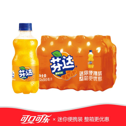 Coca-Cola Fanta Orange Flavored Carbonated Drink 300ml*12 Bottles Fruity Soda Convenient for Travel Mini Bottle