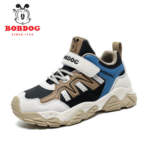 巴布豆（BOBDOG）儿童运动鞋男童鞋子户外防滑登山鞋秋季新款男孩休闲鞋女童跑步鞋 米粽皮面XTK679 36码 鞋内长23cm