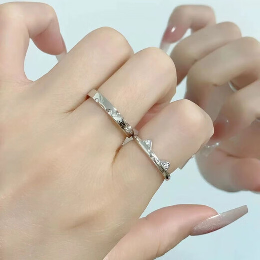 BXES925 sterling silver Cat Diary Couple Ring ins exquisite, gentle, sweet and versatile couple ring commemorative gift Cat Diary Couple Ring Couple Pair Gift Box