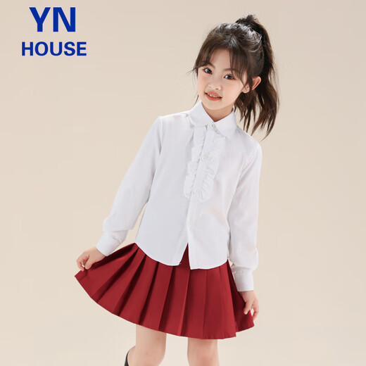 Yinuofang girls pleated skirt burgundy belt safety pants June 1 performance chorus uniform navy blue performance skirt girls skirt