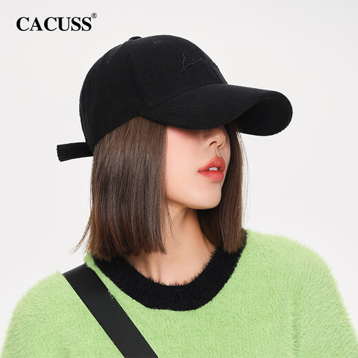 CACUSS hats for men and women in autumn and winter, warm baseball caps with face, small dopamine, versatile peaked caps BQ230696, black, one size fits all, 57-59CM