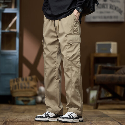 Cotton American style velvet thickened outdoor assault overalls men's autumn and winter new loose trendy casual straight pants black B84 velvet high quality 34 XL 125-140Jin Jin equals 0.5 kg