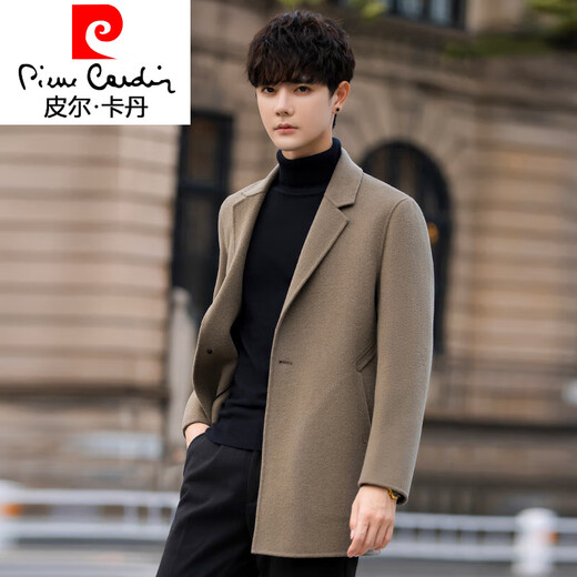 Pierre Cardin woolen woolen coat men's short coat new Korean style double-sided woolen suit-like windbreaker trendy black 2XL weight (155-170Jin Jin is equal to about 0.5 kg)