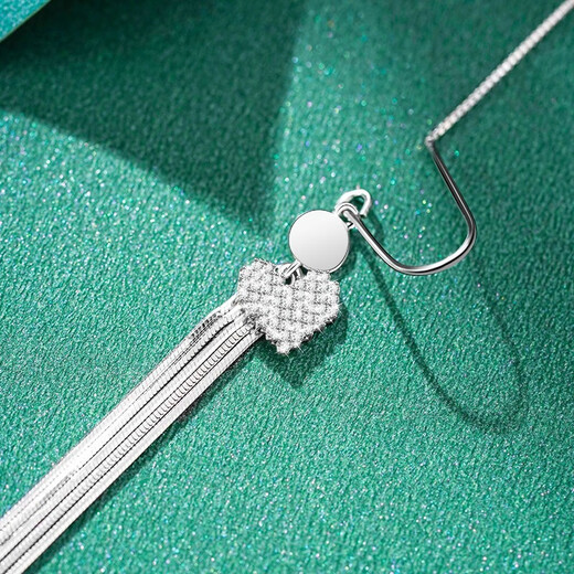 Zhixun 990 sterling silver earrings for women, long tassel earrings, high-end, sweet and elegant ear wire birthday gift, 99 pure silver, one pair