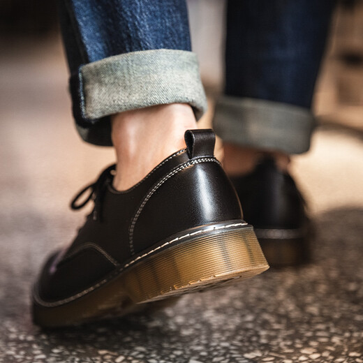 
Mr.A low-top Martin boots men's British style black waterproof work shoes trendy versatile big-head leather shoes MRA black single layer 42