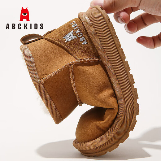 
[90% new] ABC KIDS children's shoes for boys and girls snow boots 2024 winter children's cotton shoes plus velvet thickened girls cotton boots 3879PY khaki 37