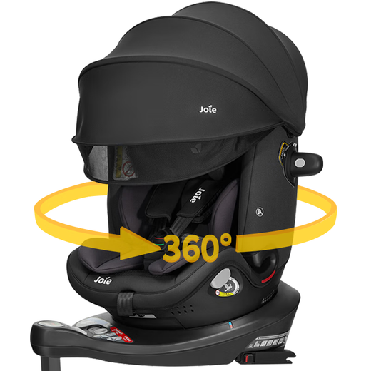 JOIE Child Safety Seat 0-7 Years 360 Degree Rotating Isofix with Supporting Pole Two-way Installation Gyro Warrior Grow Gloss Black (No Large Gift)