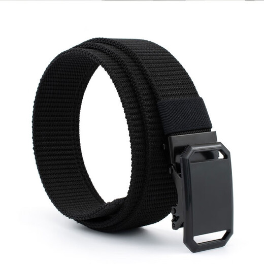 Changyin Douyin belt men's student automatic buckle military training adjustable nylon belt non-hole extended functional overalls belt trendy black [automatic buckle]_125cm [can be cut]