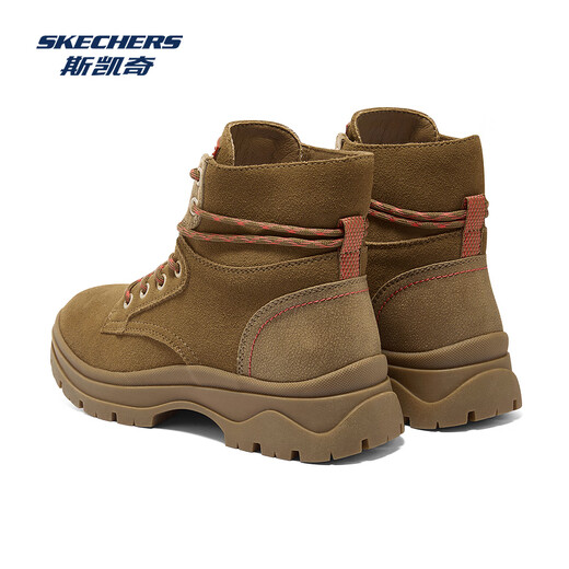 斯凯奇（Skechers）女鞋秋冬大黄靴马丁靴厚底增高户外中帮绑带运动休闲鞋113399 栗色/CSNT 36