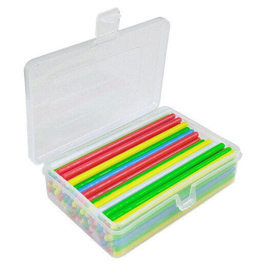 Hujia brand plastic boxed counting sticks in five colors of red, white, yellow, green and blue, small thin sticks, colorful counting sticks, primary school mathematics teaching aids, teaching instruments, diameter 4mm, counting sticks, length 10cm, 1 box of 100 sticks