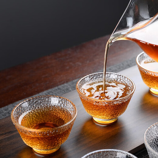 Daixi Kungfu glass small tea cup thickened tea tasting office tea set transparent tea set accessories tea cup tall style 6 pieces