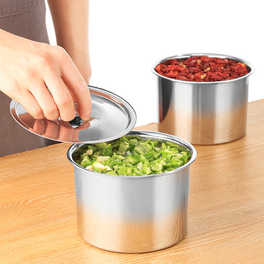 JOBO 304 stainless steel flavor cup seasoning jar lard jar with lid 16cm commercial catering kitchen seasoning jar