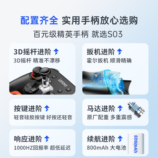 Lenovo (lenovo) S03 Elite Game Controller Wireless Bluetooth Xbox Hall Trigger Switch2/Computer PC/Mobile Phone/Steam Dual Shadow Wonderland Ming Mo Yuan Xu Zhi Yu Hei