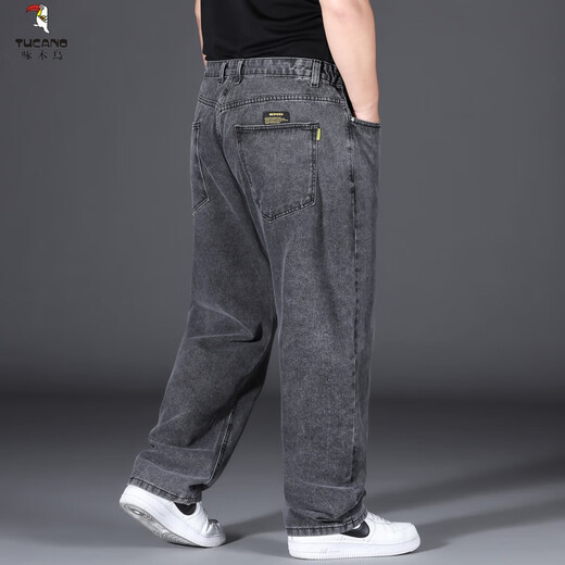 Specht (Tucano) extra großer Jeans-Sommer-Dünnstil plus Fett und Sporthosen Lose geradliniger Fett mit langer Hose trendy Rauchgrau 9904 Modell 36 (Taillenumfang 2 Fuß 8) 160-180jin [Jin entspricht 0,5 kg]