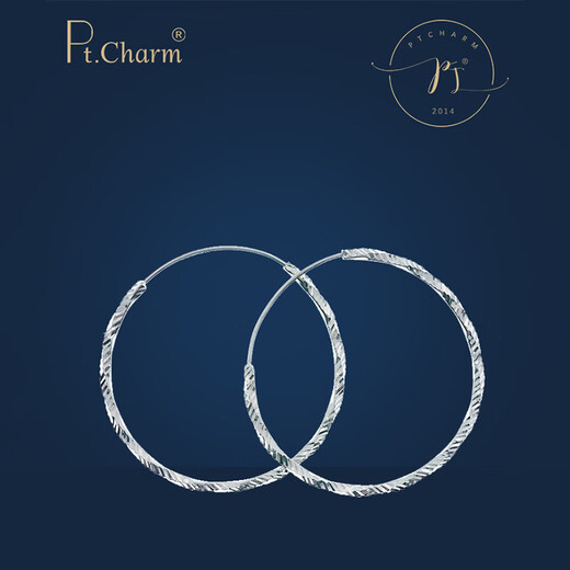 Pt.Charmpt950 Platinum Earrings Platinum Large Circle Earrings Car Flower Earrings Personalized Fashionable and Durable Earrings Highlight Your Atmosphere In Stock National Inspection Certificate 4.1-4.2g