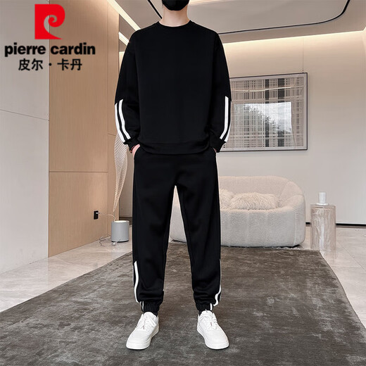 Pierre Cardin Men's Casual Sportswear Set 2025 New Spring and Autumn Round Neck Sweinshirt Men's Autumn e Winter Handsome Set 9230 Bean Green XL