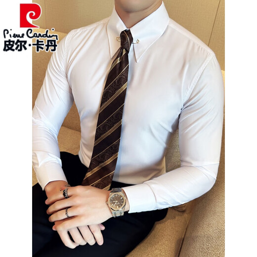 Pierre Cardin High-End British Style Big Spoced Collar Shirt Herren-Langarmgeschwindigkeitsgeschäfts-Hemd-Hemd-Hemd-Hemd-Hemd-Hemd-Hemd-Hemd (125-140jin [Jin ist gleich 0,5 kg]))