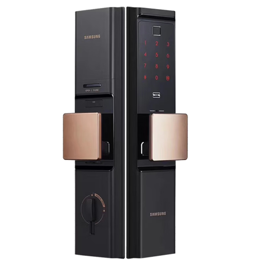 Samsung (Samsung) Lock de huellas dactilares bloqueo de la puerta de seguridad doméstica contraseña electrónica Smart Contraseña magnética Desbloqueo remoto DR719 R80 (Original Importado) Samsung DR719 Versión remota de champán Gold