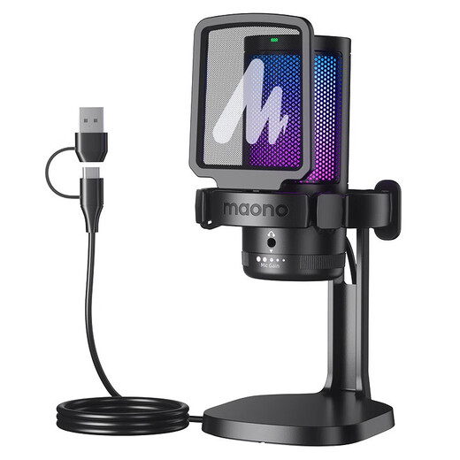 Flash maono flash computer microphone game noise reduction microphone live recording dubbing wired radio microphone usb mobile phone computer desktop notebook online class karaoke flash guest dm20 DM20 black (newly upgraded independent noise reduction) desktop model