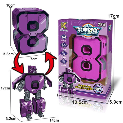 Case Family Toys Grandes juguetes de mecha deformados de los niños Bloques de construcción de educación temprana Niños y niñas 2-6 años 0-9 Combinación de robot digital Gran número 0 Windows Color de ventanas de remolque Caja de color