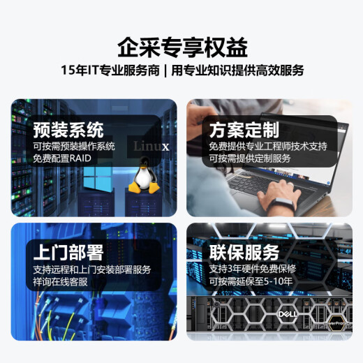 Dell PowerEdge T550 Tower Server Host DeepSeek Local Deployment of Virtualized GPU Workstation Computer Host 2 Gold Medals 5317 (24 cores 3.0GHz) 64G丨480G+6*8T Enterprise丨H755