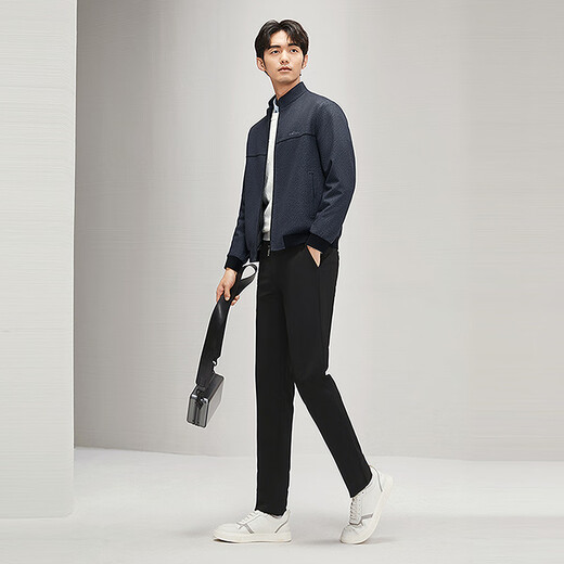 Qipai stand collar jacket men's autumn and winter fashion trend young and middle-aged thick men's casual woolen jacket