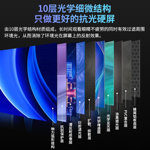 JCONG projection screen cloth Fresnel anti-light hard screen cloth home narrow-edge 4K high-definition frame curtain home theater ultra-short throw laser TV wall-mounted projector curtain 8K Fresnel medium telephoto soft screen 100 inches