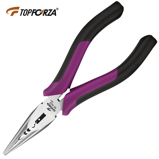 TOPFORZA vise with teeth tip nose pliers oblique nose pliers oblique mouth pliers wire pliers two-color handle electrician pliers clamping winding wire cutters 6-inch EC-9215 Japanese pointed pliers