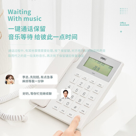 得力（deli）电话机座机 固定电话 办公家用 45°倾角 铃声选择 白色13560
