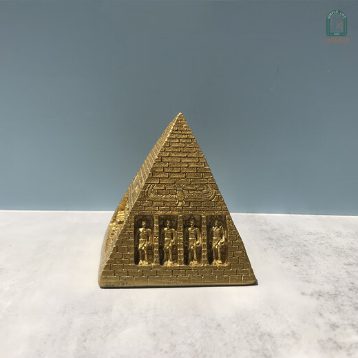 God -Zhi Pyramid Energy Generator Model Ornament Neuägyptische Retro SN4873 Mini Pyramide - erdiges Gelb - Höhe 5,5 cm