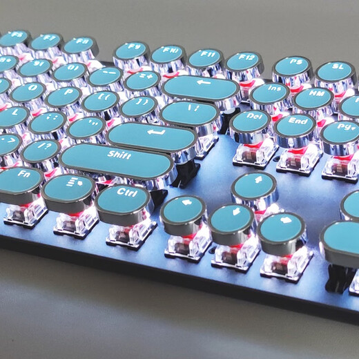 罗技（Logitech） K845 有线机械办公键盘 游戏电竞 朋克复古键盘外设电脑笔记本节日礼物 diy个性键帽 K845(青轴)+经典朋克键帽-蓝