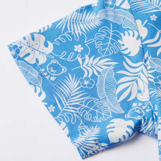 PawinPaw holiday style cartoon bear children's clothing summer new boys full-print children's short-sleeved shirt Blue blue/50 120 cm