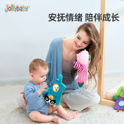 jollybaby手偶手指玩偶动物手套布偶婴儿安抚玩具毛绒0-1岁宝宝 手偶-猴子