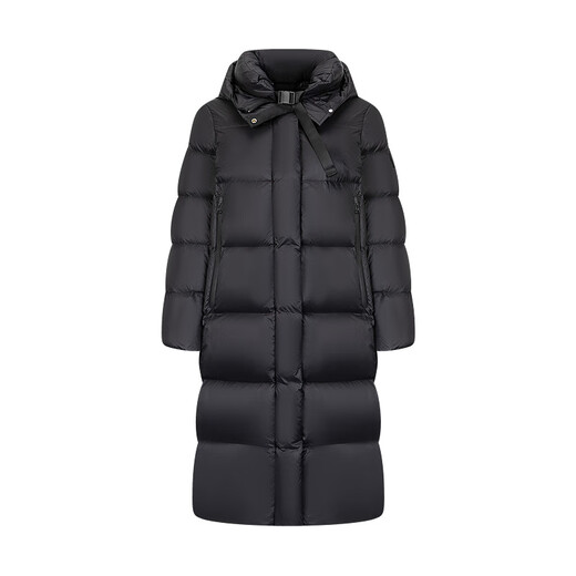 Elaiyi Goose Down Jacket Women's U-shaped Pillow Long Hooded Thickened Warm Winter New Year Jacket Carbon Black S