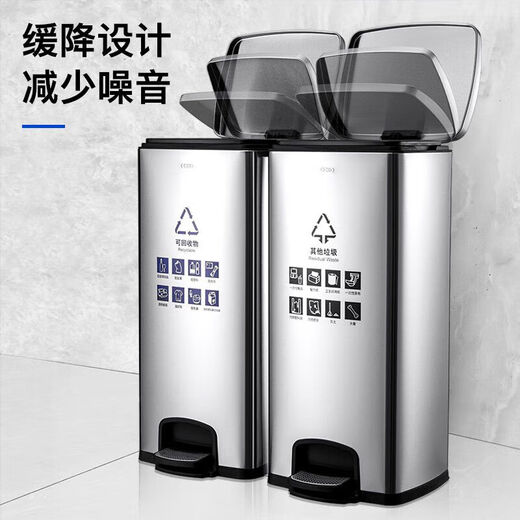 CCKO commercial stainless steel trash can with lid and foot pedal large capacity large foot pedal classification bucket lobby shopping mall outdoor