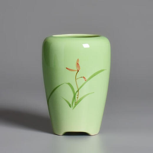 Chenjing kleiner Orchid-Topf handbemalte Keramik runde High-End-kleine alte Stapel-Topf-Zweige Landschaftsbau Home Desktop Pot Green Plant Topf 1504 Pink Green Green Hand-Bilde Bildgröße Platz Platz Order Bestellung