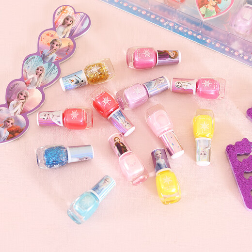 Disney Prinzessin Elsa Kinderkosmetik Süß, unmittelbar, reißbar, schälbar, leicht zu entfernen Kleines Geburtstagsgeschenkset [Eis und Schneestil] 12 Flaschen -Nagellackset