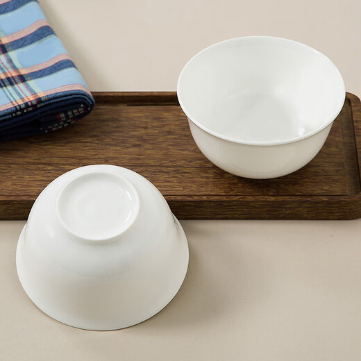 Sky Top bowls, plates, ceramic bone china tableware set, household housewarming rice bowls, plates, 4 servings, pure white, 8 pieces