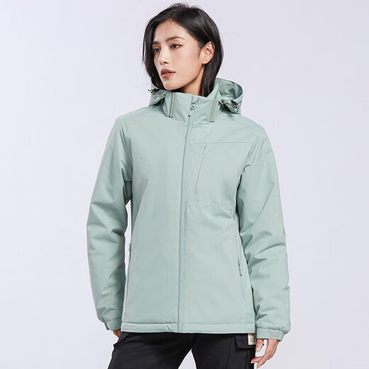 啄木鸟（TUCANO）加绒一体冲锋衣女男单层户外秋冬登山服外套夹克外套保暖软壳风衣 9930S抹茶绿-女【纯色】 XL