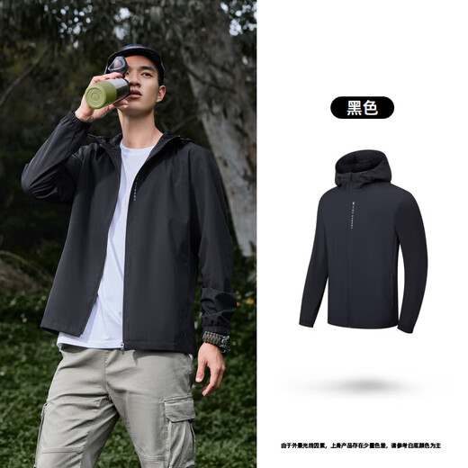 乔丹运动外套男风衣春秋季防风防泼水连帽户外夹克长袖上衣 黑色-321R-升级款 XL