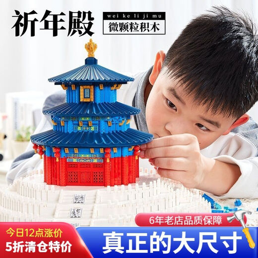 Kompatibel mit LEGO-Bausteinen, bet für die Jugend, chinesisches altes Xiaomi-Gebäude, erwachsenes handgefertigtes 3D-dreidimensionales Modell, mittelgroße Beten für die Jugend, 3888 Partikel + Lampe + Acrylkasten