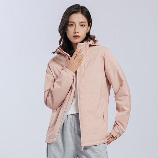 啄木鸟（TUCANO）加绒一体冲锋衣女男单层户外秋冬登山服外套夹克外套保暖软壳风衣 9930S-2橡皮粉-女【迷彩】 M